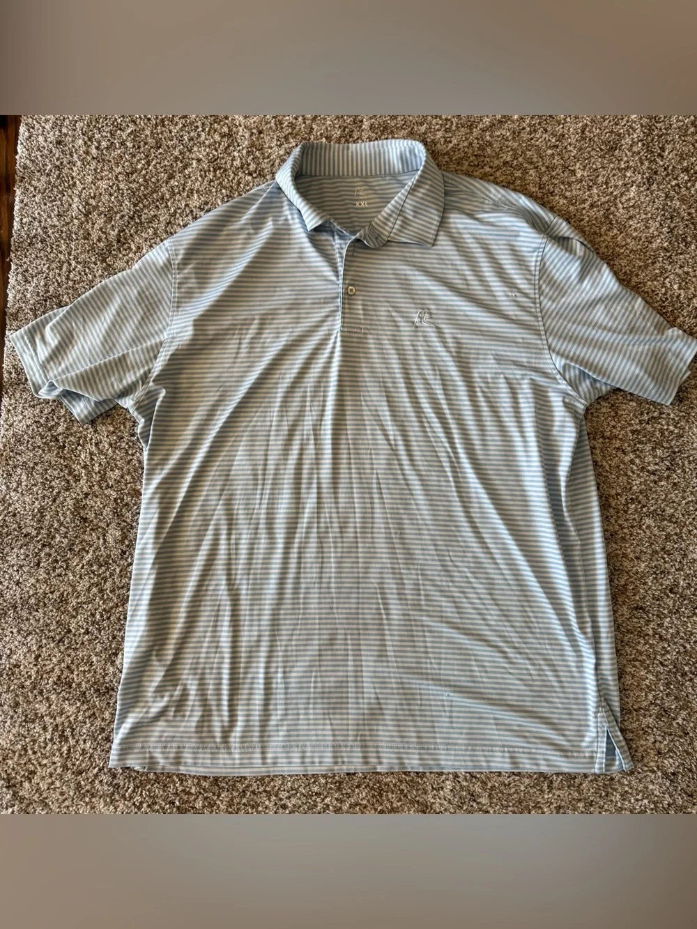 Rhoback Men's Light Blue Striped Polo Shirt